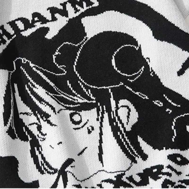 fashion knitted sweater autumn winter o neck anime characters pullover streetwear unisex casual loose sweaters jumper knitwears streetwear fashion hoodie, aesthetic street look hoodie, high quality cotton pullover