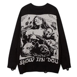 hip hop knitted sweater men winter o neck anime spider web pattern pullover streetwear casual loose sweater warm jumper knitwear 1 unique limited edition hoodie, oversized graphic print design, high quality cotton pullover