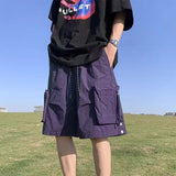summer casual purple cargo shorts men high street drawstring pocket baggy short sweatpants y2k hip hop bermudas homme shorts relaxed fit joggers