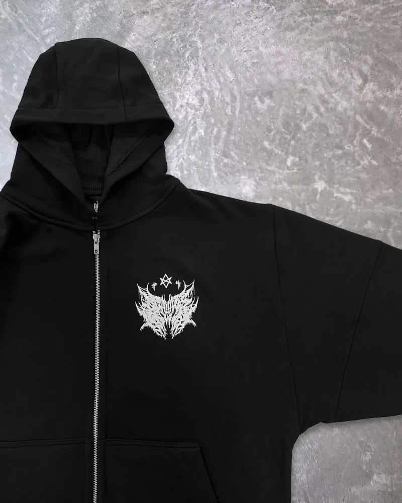 Y2K American Hip Hop Rock Dark Style Oversized Hoodie Men Street Haraj