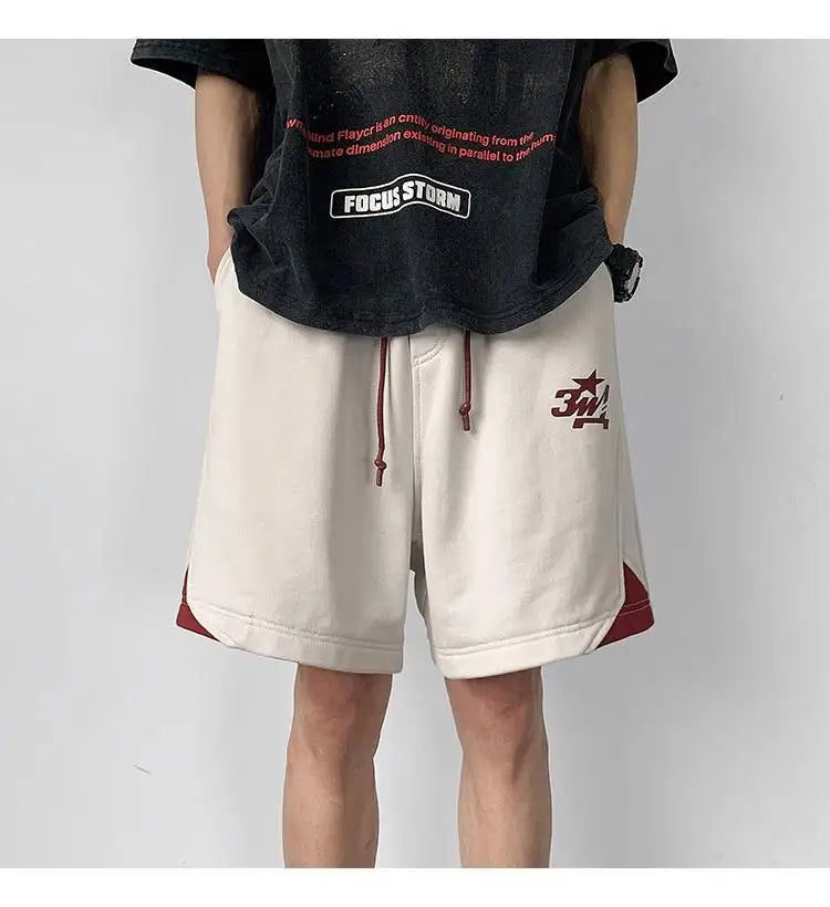 Korean fake two-piece sports basketball shorts men summer American fashion