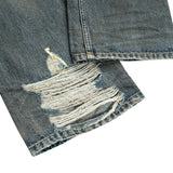 vintage men jeans blue baggy denim pants dirty washed retro loose straight jeans trousers unique jeans style 5990