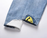 high street floral embroidery patchwork ripped blue jeans pants for male retro straight casual denim trousers oversized jean 1 unique jeans style 1394