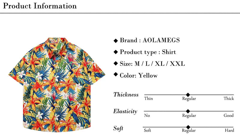 Men Shirts Summer Sclassic Flower Clothing Retro Hawaiian Vacation Shirts Daily Versatile Loose Tops Fashion Half Sleeve Shirt