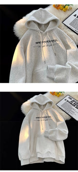 Autumn High Street Letter Printed Hooded Sweatshirt Men Casual Loose Vintage American Style Hoodies Y2K