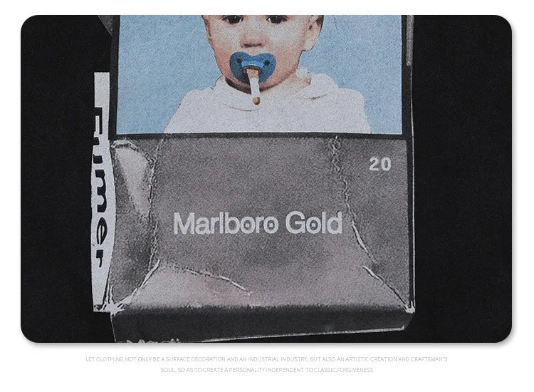 Y2K oversized hoodie with holographic glitch print