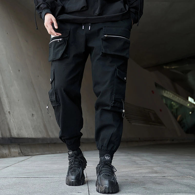 hip hop loose fit elastic waist cargo pants fashion military pockets ankle trousers pants mens drewstring sweatpants joggers unique joggers style 4627