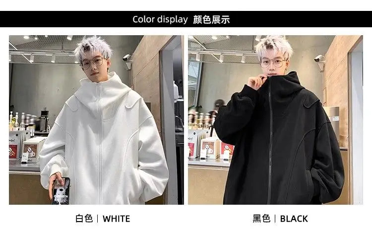 White Cardigan Sweatshirt Men 2024 Spring And Autumn New Style High En