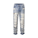 mens high street denim jean pants new casual blue slim ripped holes straight zipper jeans trousers hip hop streetwear joggers urban active pants