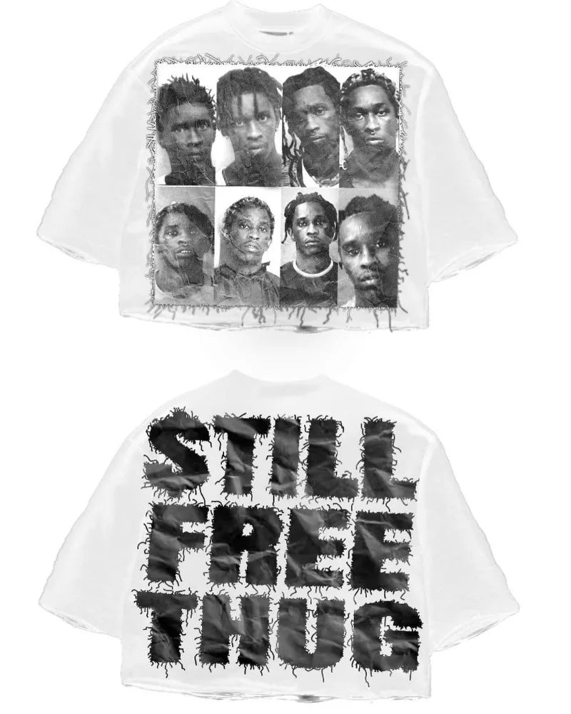 Y2k Aesthetic print tee – Y2K Summer American Street Dark Style Anime Cartoon Print Ov