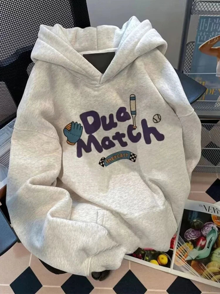 New Letter Cartoon Graphic Printed Hooded Sweatshirts For Men Autumn