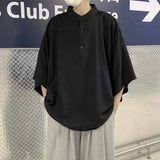Sadcore Aesthetic piece – 2023 Summer New Fashion Japanese Stand Up Collar Short Sleev