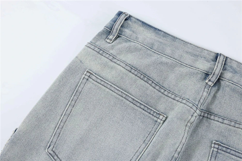 2024 multi pocket jeans vintage mens harajuku cargo denim pants retro hip hop straight loose jean pants unique cargo style 906