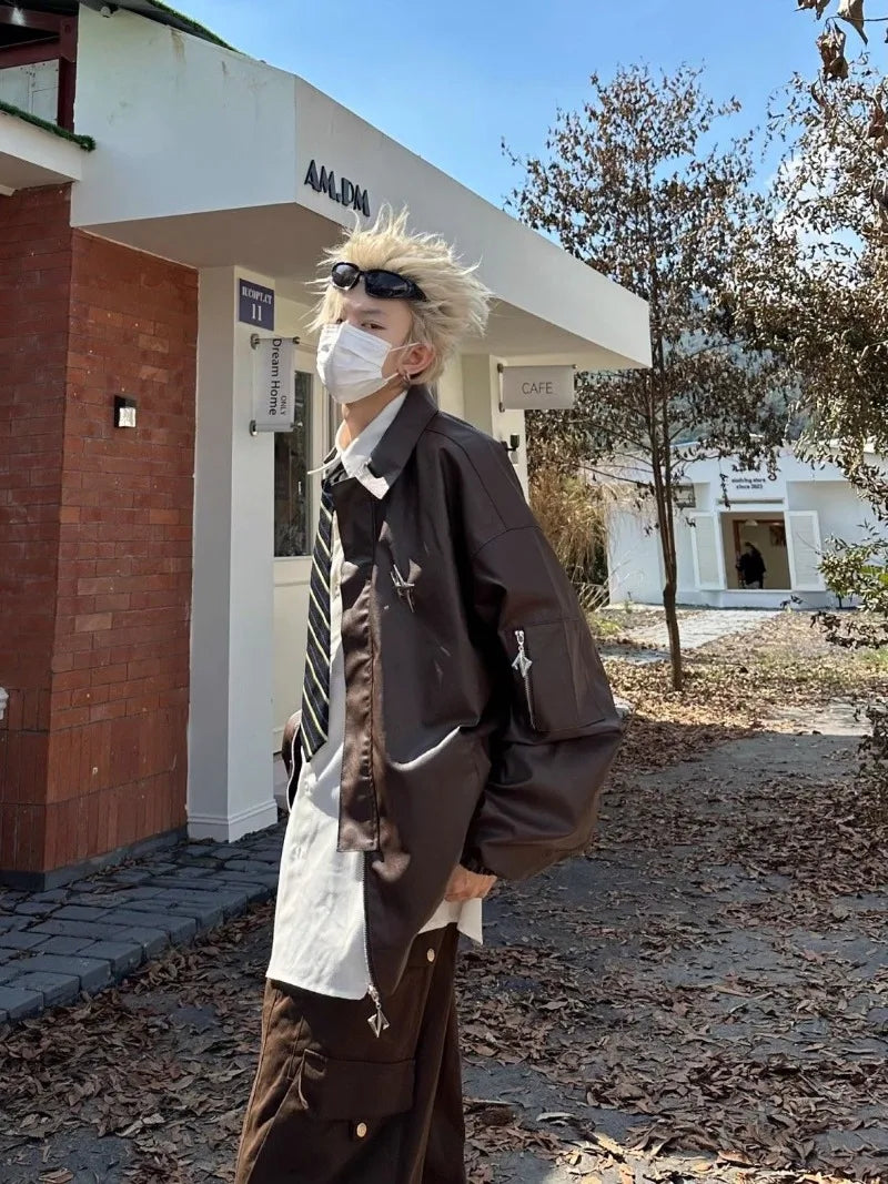 minimalist street zip-up, streetwear for men, fall streetwear outfit, oversized style, layered fashion, modern aesthetic, graphic detail