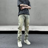 retro washed skinny jeans men pant destroyed ripped holes slim biker zipper jeans trousers fashion streetwear hip hop joggers casual joggers