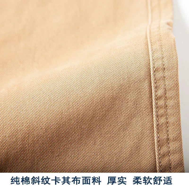autumn winter heavyweight pure cotton thick american retro workwear khaki pants business casual mens basic solid color pants relaxed fit trousers