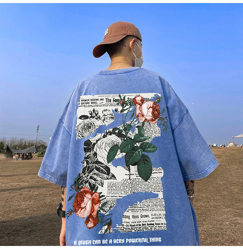 Y2k Vintage Anime – Rose Will Bloom All The Time Goth Letter Design Printed