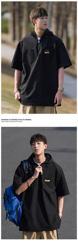 Skatercore Angelcore design – Summer Fashion Hoodie Zipper Cargo T Shirts Mens Loose Short