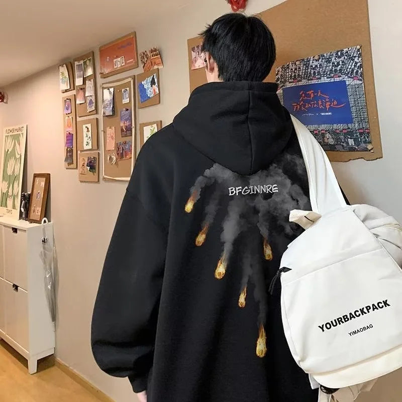 New Anime Meteorite Fall Graphic Printed Hooded Sweatshirts Hombre Hip