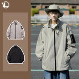 Outdoor Mens Charge Jacket Retro Loose Stand Collar Waterproof Tooling