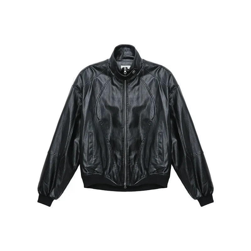 leather varsity jacket, cold weather layer, hip hop