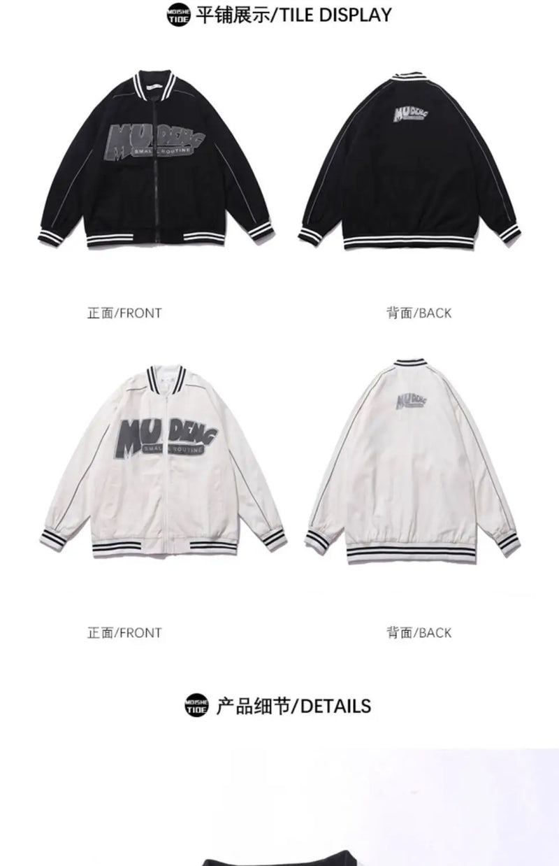2024 New Autumn Clothing Korean Y2K Retro Letter Print Couple Baseball Uniforms Men Women Ins Loose Hip-Hop Personalized Jackets