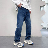 men bead streetwear fashion hip hop vibe loose casual wide leg straight denim jeans baggy pant man boyfriend jeans trousers vintage washed jeans