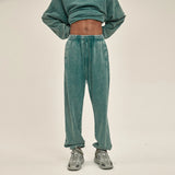 high street dark distressed vintage baggy joggers pants ins versatile drawstring sports pants men washing wax dyeing sweatpants sporty tapered joggers