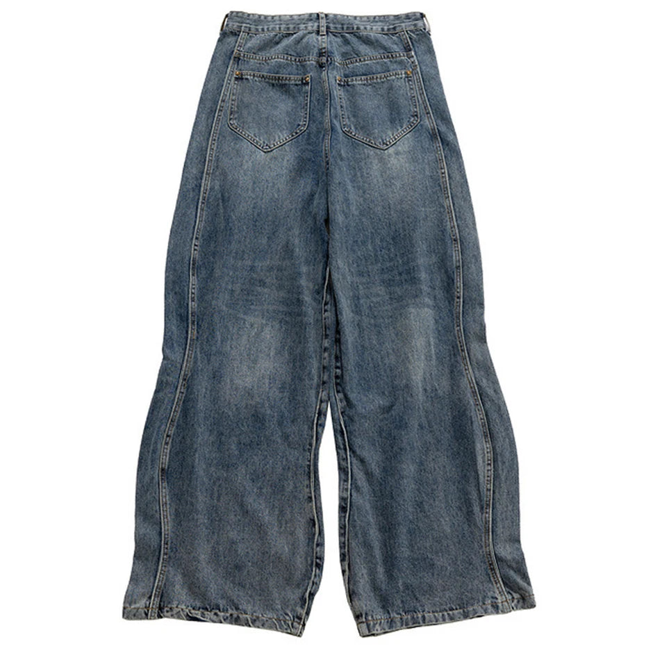 mens blue baggy jeans irregular patchwork streetwear hip hop loose jeans trousers male luxury designer denim pants unique jeans style 379