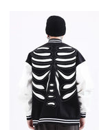 mens streetwear jacket bone skeleton baseball bomber retro coat hip hop harajuku loose oversized unisex nan fashion photo sty - variant style d67556 for streetwear fashion