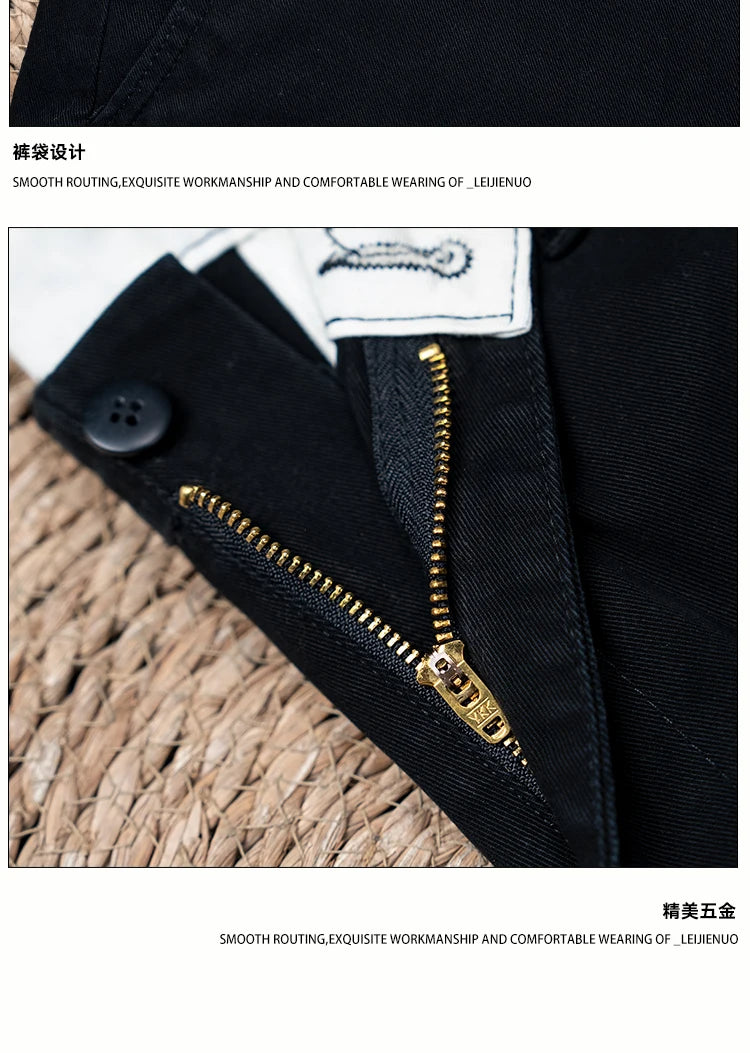 men american retro handsome loose casual business pure cotton pants japanese amikaji fashion straight cargo pant trouser unique cargo style 2519