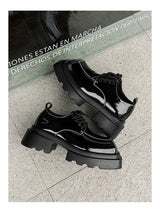 Men Streetwear Dark Black Fashion Thick Sole Platform PU Leather Casual Luxury High Street Increase Square Derby Shoes Man
