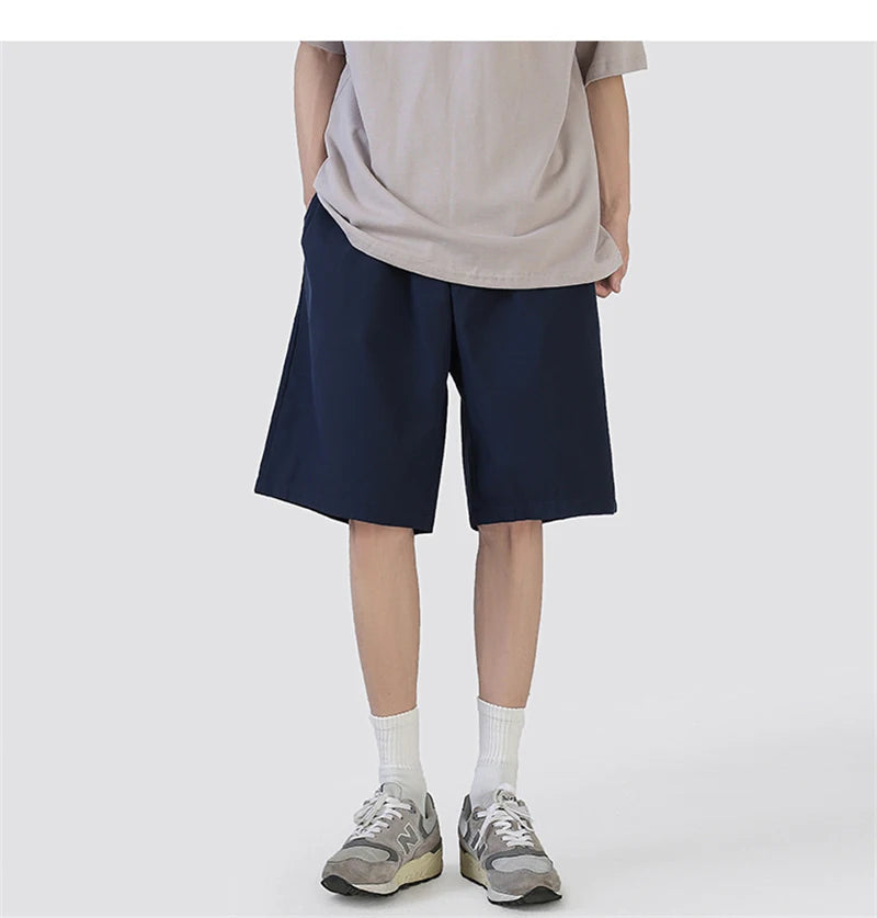 summer mens solid color straight shorts 2024 casual y2k wide leg short pants casual streetwear sweat baggy bermudas hombre unique shorts style 3334