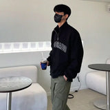 Autumn And Winter Half Turtleneck Half Zipper Sweatshirt Men Letter Pr
