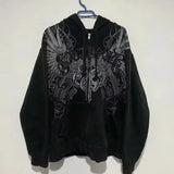 American Fashion Trend Joker Fleece Padded Zipper Hoodie Men Street Y2
