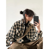 japanese college mens sets rough edge embroidery plaid shirt jackets big pocket retro cargo pants 2 pcs 2024 new casual suits combat utility trousers