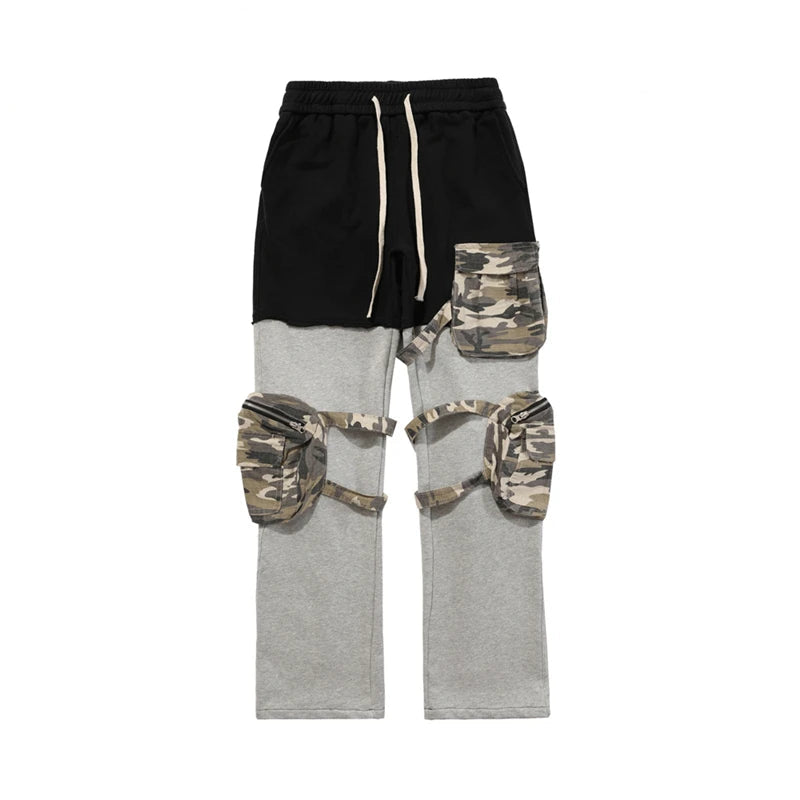 rainbowtouches fashion classic brand mens cargo pants casual color contrast trousers loose straight high street style overalls unique cargo style 4933