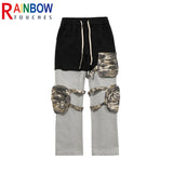 rainbowtouches fashion classic brand mens cargo pants casual color contrast trousers loose straight high street style overalls unique cargo style 4933