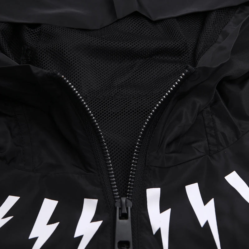 New luxury Men 2023 Classic Neil Thunderbolt Zipper Windbreak Windproof Parka Jackets With Hoody Outdoor Wear Thin #426