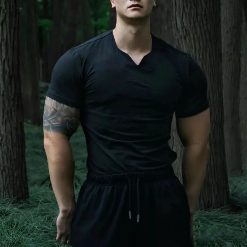 Harajuku Tribal flame – Mens Fashion Casual T Shirt Summer New Solid V Neck Short Sl