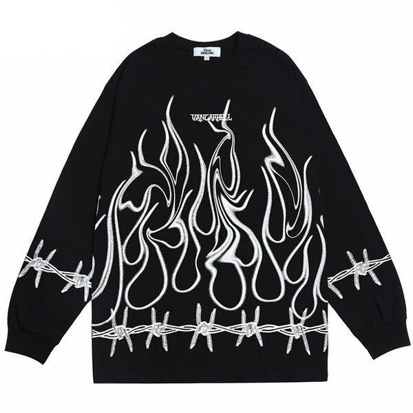 "White Flame" Unisex Men Women Streetwear Graphic Sweatshirt Daulet Apparel