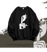 Oversized Loose Printed Sweatshirt Autumn Mens Korean High Quality Top
