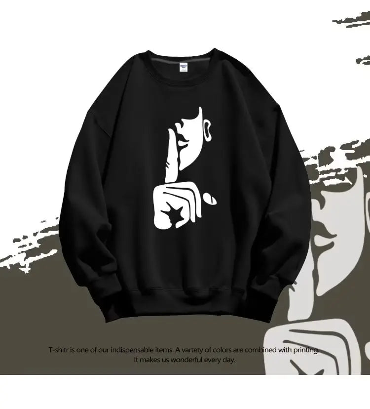 Oversized Loose Printed Sweatshirt Autumn Mens Korean High Quality Top