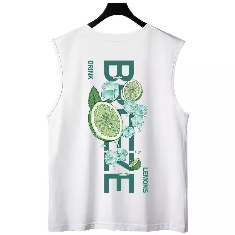 Vaporwave Barcode glitch – New Lemons Print Graphic T Shirt Vintage Loose Tank Top Casual