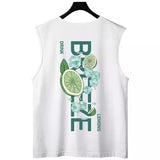 Vaporwave Barcode glitch – New Lemons Print Graphic T Shirt Vintage Loose Tank Top Casual