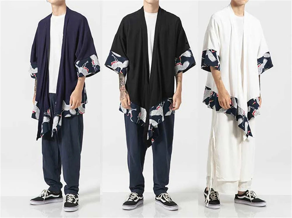 Kimono Cardigan Men Summer New Haori Samurai Kimonos Karate Streetwear Shirt Yukata