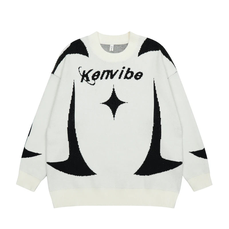 mens streetwear sweater hip hop letter geometry knitted sweater pullover new casual autumn o neck cotton sweater unisex jumpers - urban fashion pullover, oversized streetwear hoodie, bold artwork streetwear hoodie