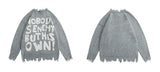 grunge pullover streetwear, modern knitwear, cozy fashion fit, stylish street outfit, modern aesthetic appeal