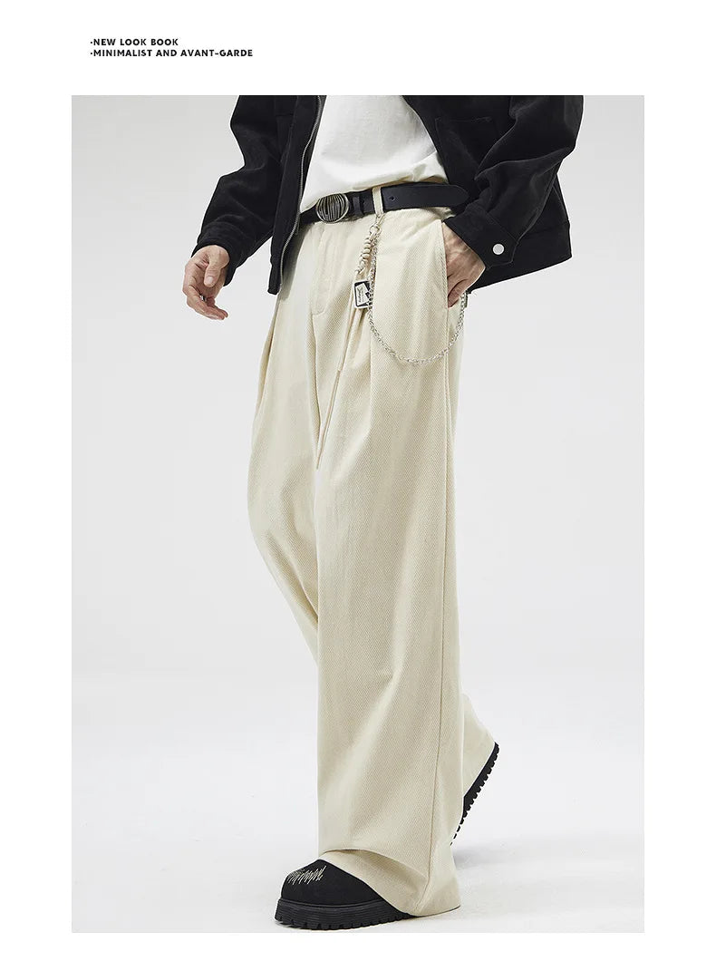 wide leg casual suit pants men japanese korean streetwear fashion loose cleanfit suit baggy pants cityboy long trousers unique default style 2163