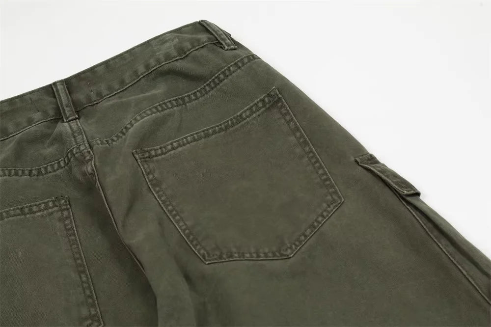 new multi pocket heavy industry washed cargo pants mens high rise loose y2k vintage streetwear oversized straight leg jeans unique cargo style 698